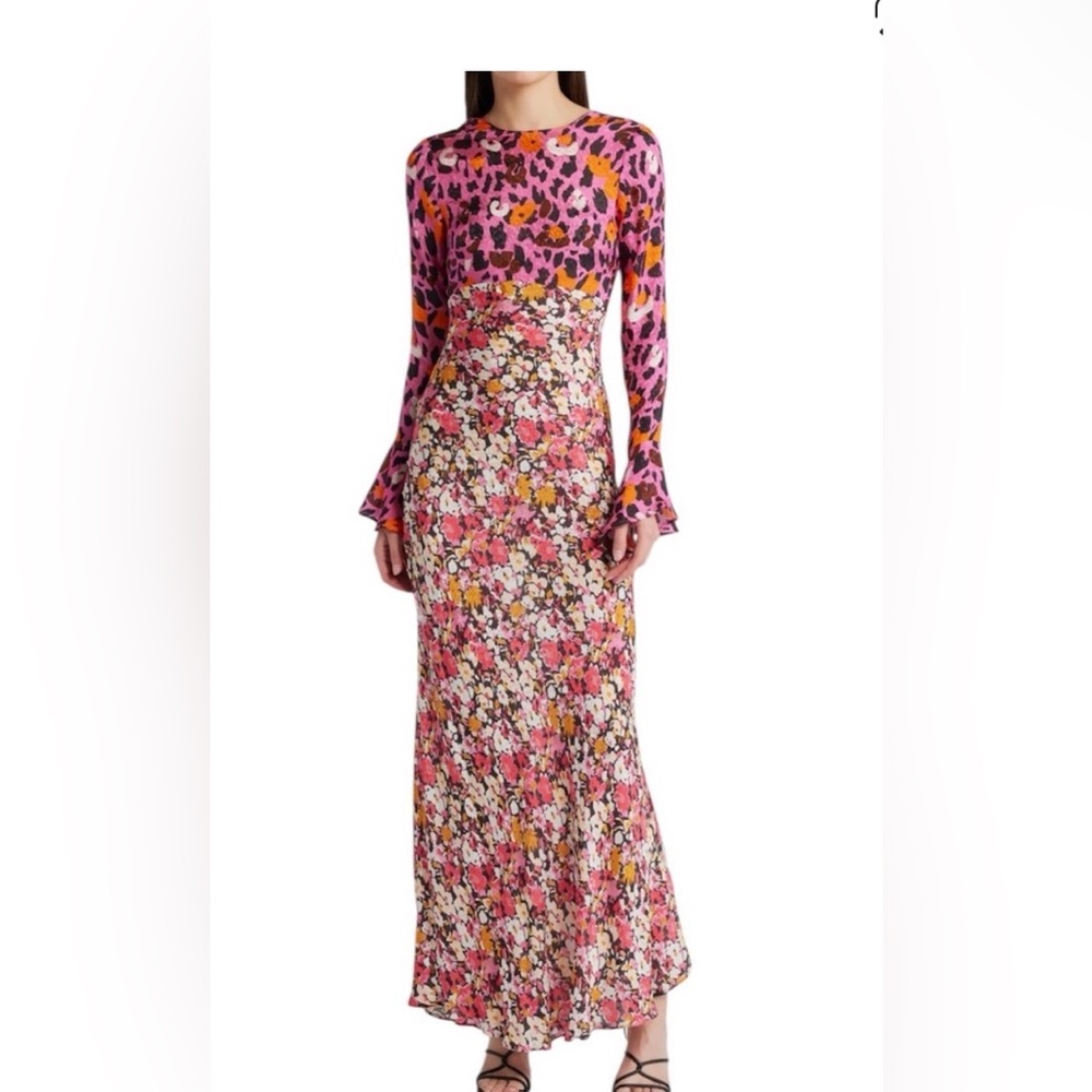 SAYLOR Pink and Orange Long Sleeve Maxi Dress